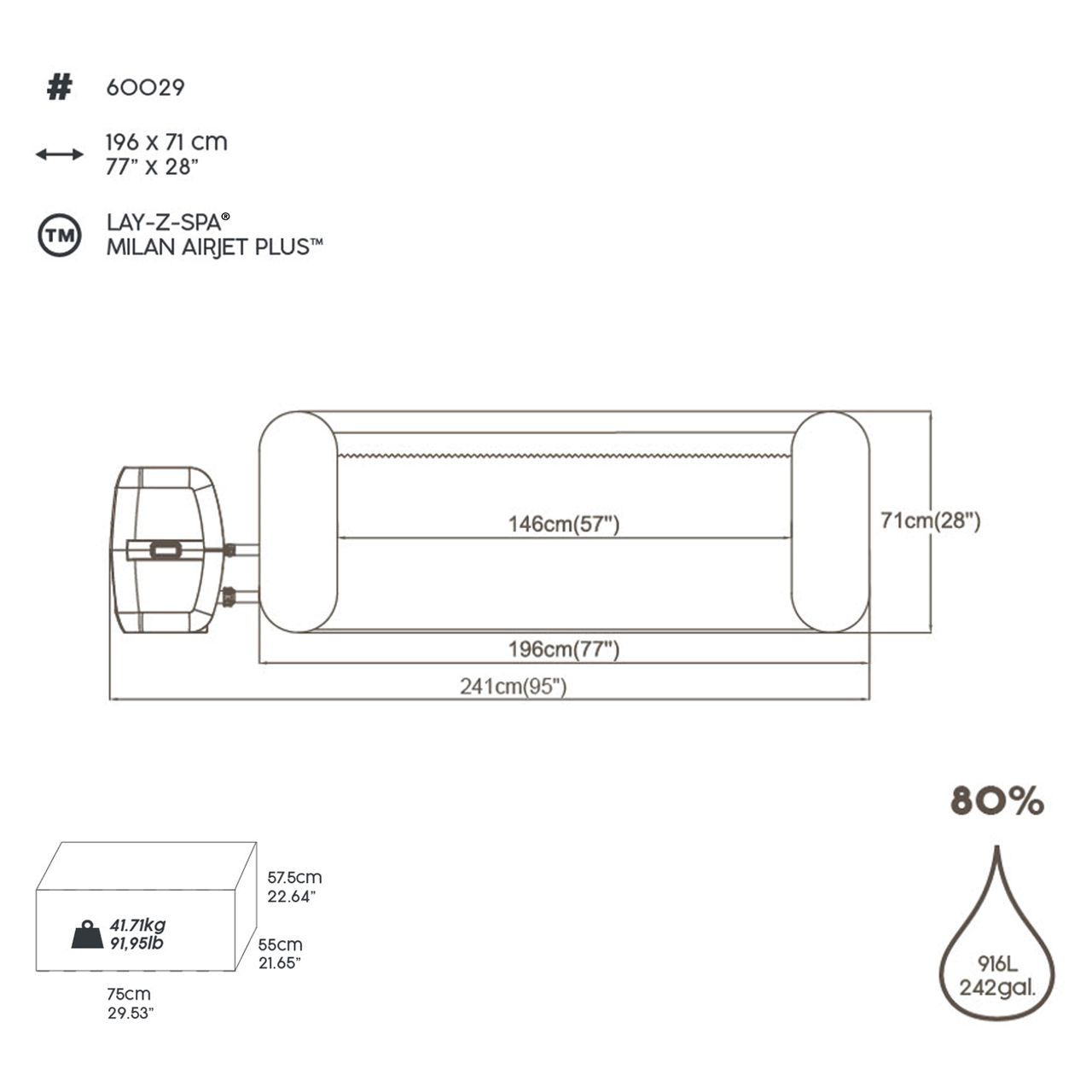 Bestway LAY-Z-SPAWLAN-Whirlpool Milan AirJet Plus™ Ø 196 x 71 cm, rund