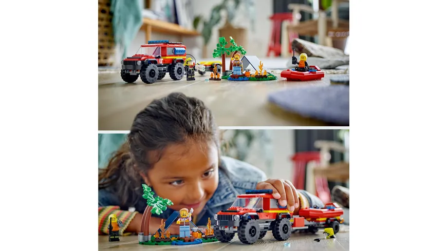 LEGO City 60412 Feuerwehrgeländewagen mit Rettungsboot