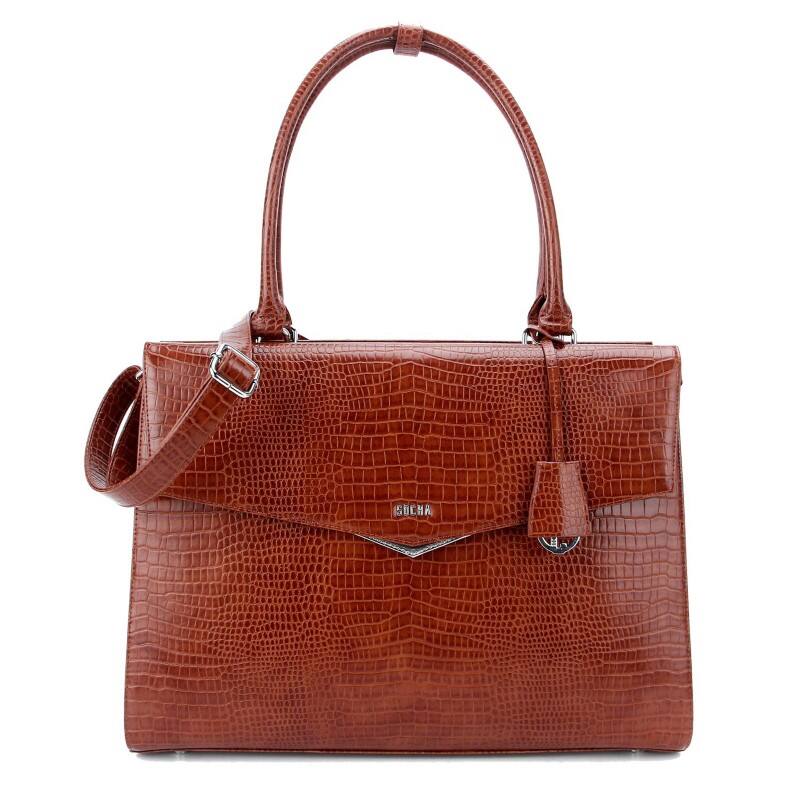 SOCHA Laptoptasche Silver Tip Croco Feinsynthetik Braun 15.6 