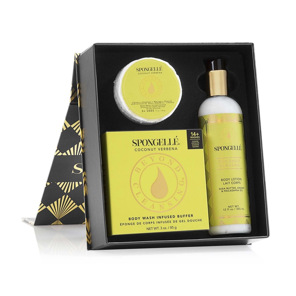 spongelle BOXED WHITE FLOWER GIFT SET - COCONUT VERBENA Coffret bain