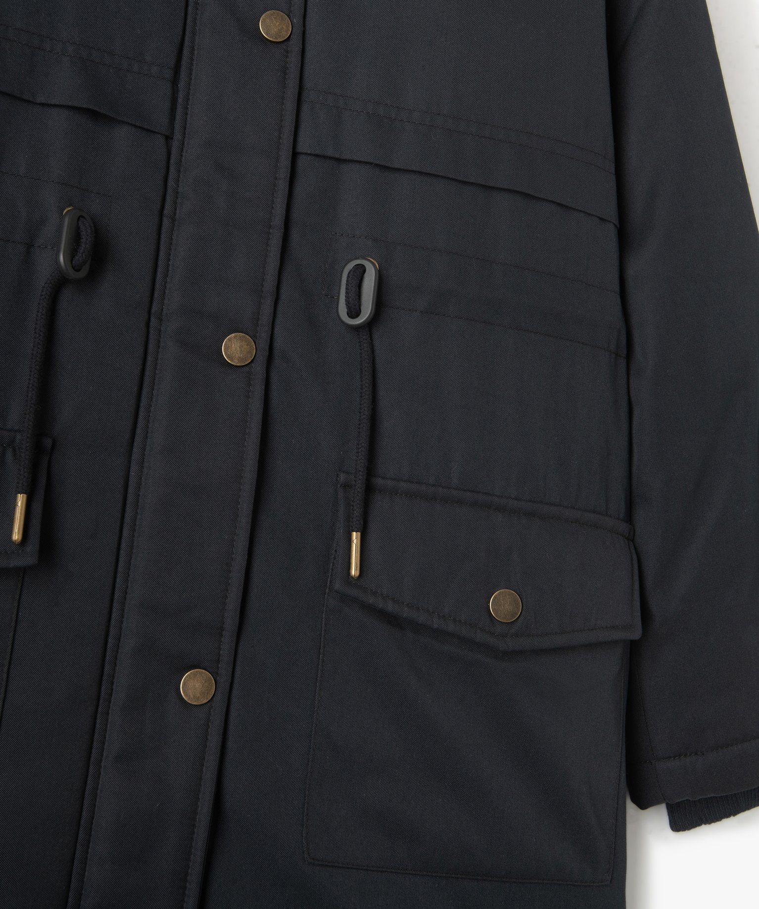 Parka en matière déperlante avec doublure peluche fille noir | GEMO