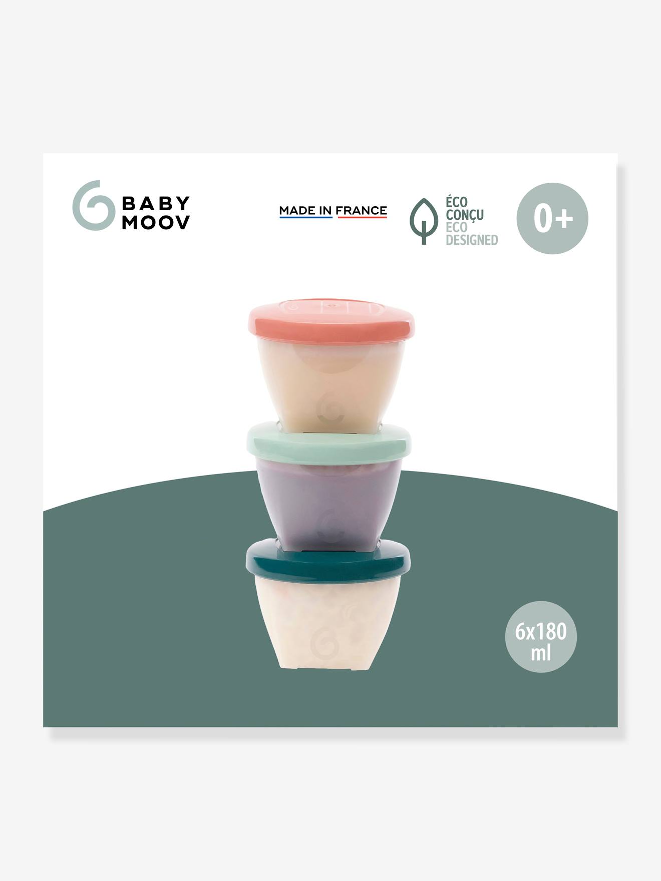 Lot de 6 boîtes hermétiques 180 ml Babybols biosourcés BABYMOOV blanc