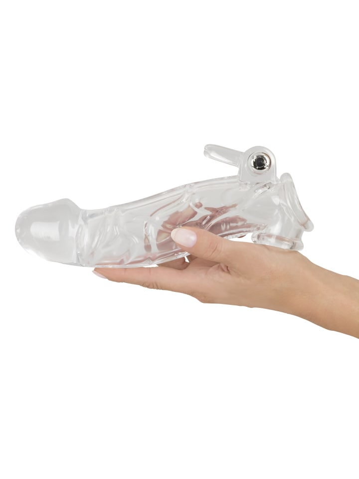 Crystal Clear Penissleeve Penis sleeve with extension and vibration in transparent günstig kaufen 23 cm