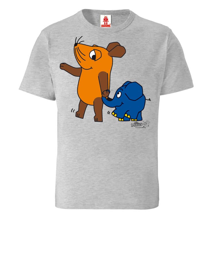 Logoshirt T-Shirt Sendung mit der Maus - Maus & Elefant in grau-meliert günstig kaufen