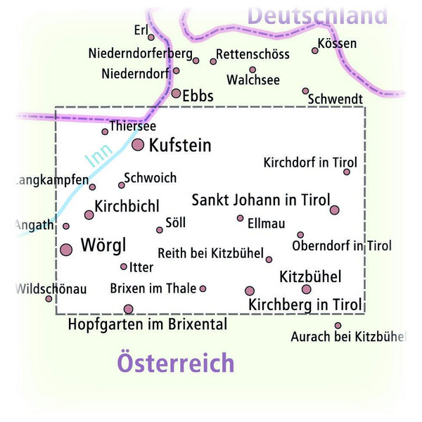 Kaisergebirge, Kufstein - St. Johann i.T., Hopfgarten - Kitzbühel Wander- und Radkarte 1 : 35 000 - Wanderkarte