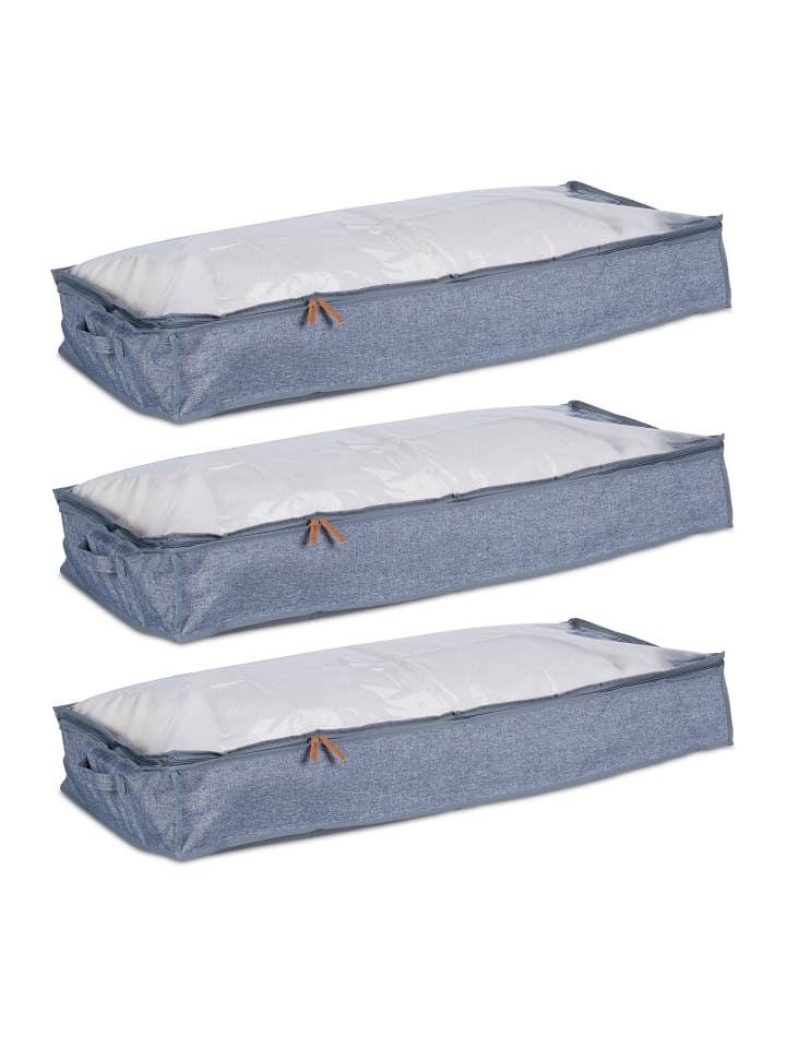 relaxdays 3 x Unterbettkommode in Grau/ Transparent - (B)100 x (H)14 x (T)45 cm günstig kaufen onesize