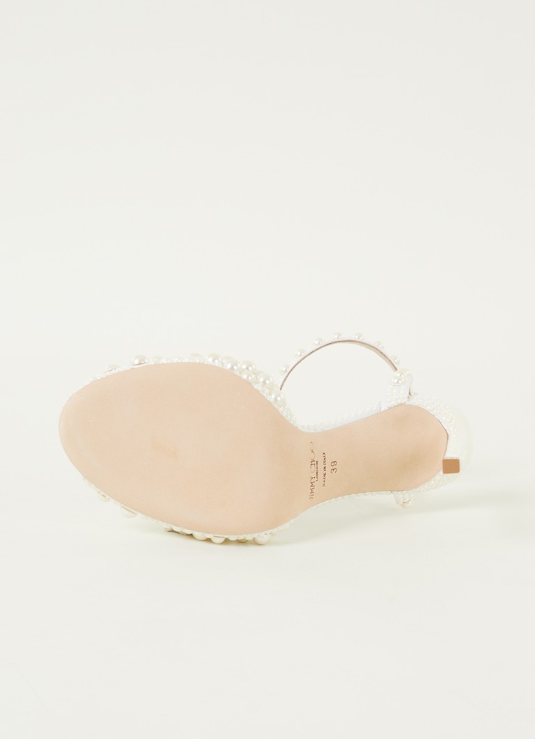 Jimmy Choo Sacora sandalette en satin avec imitatieparels