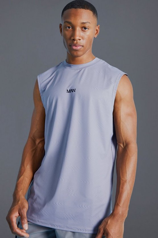 Man Active Muscle-Fit Tanktop mit Print