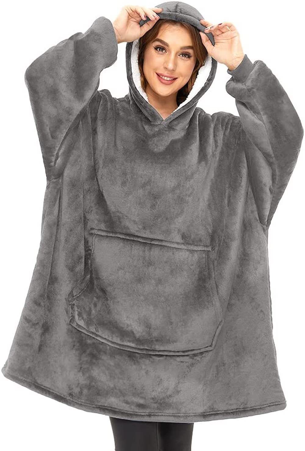vokarala Kapuzensweatshirt Hoodie kuscheldecke damen oversize übergroßes Fleecepullover Geschenk Tragbare Decke zum Anziehen als Geschenke für Frauen Damen Männer