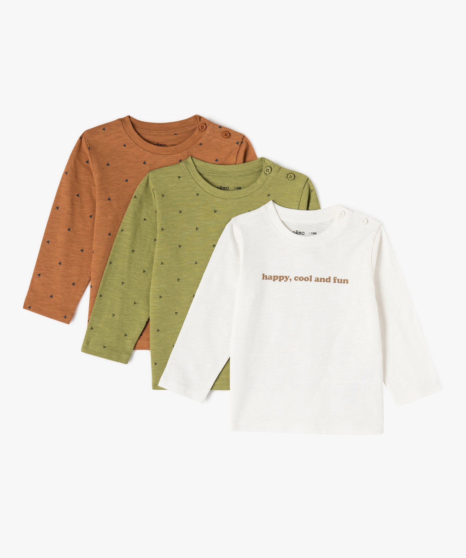 Tee-shirt bébé Garçon à manches longues (lot de 3) vert | GEMO