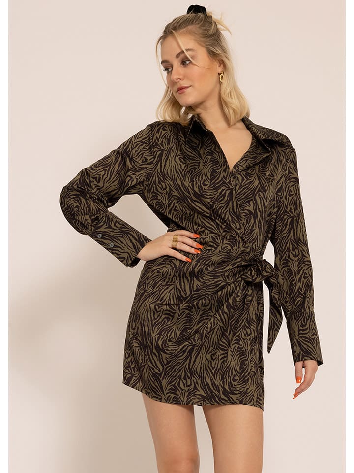 SASSYCLASSY Kleid in Khaki/ Schwarz günstig kaufen