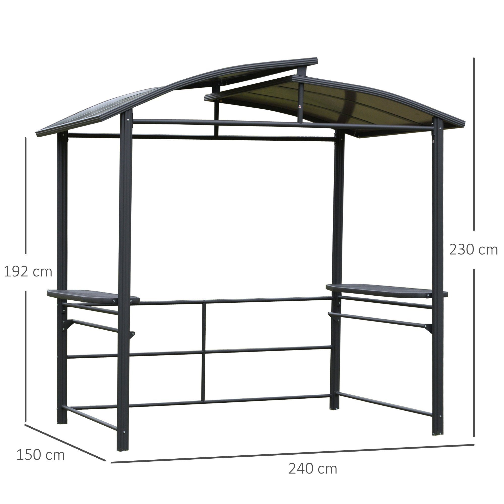 Outsunny Grillpavillon Grillpavillon mit Flammschutzdach