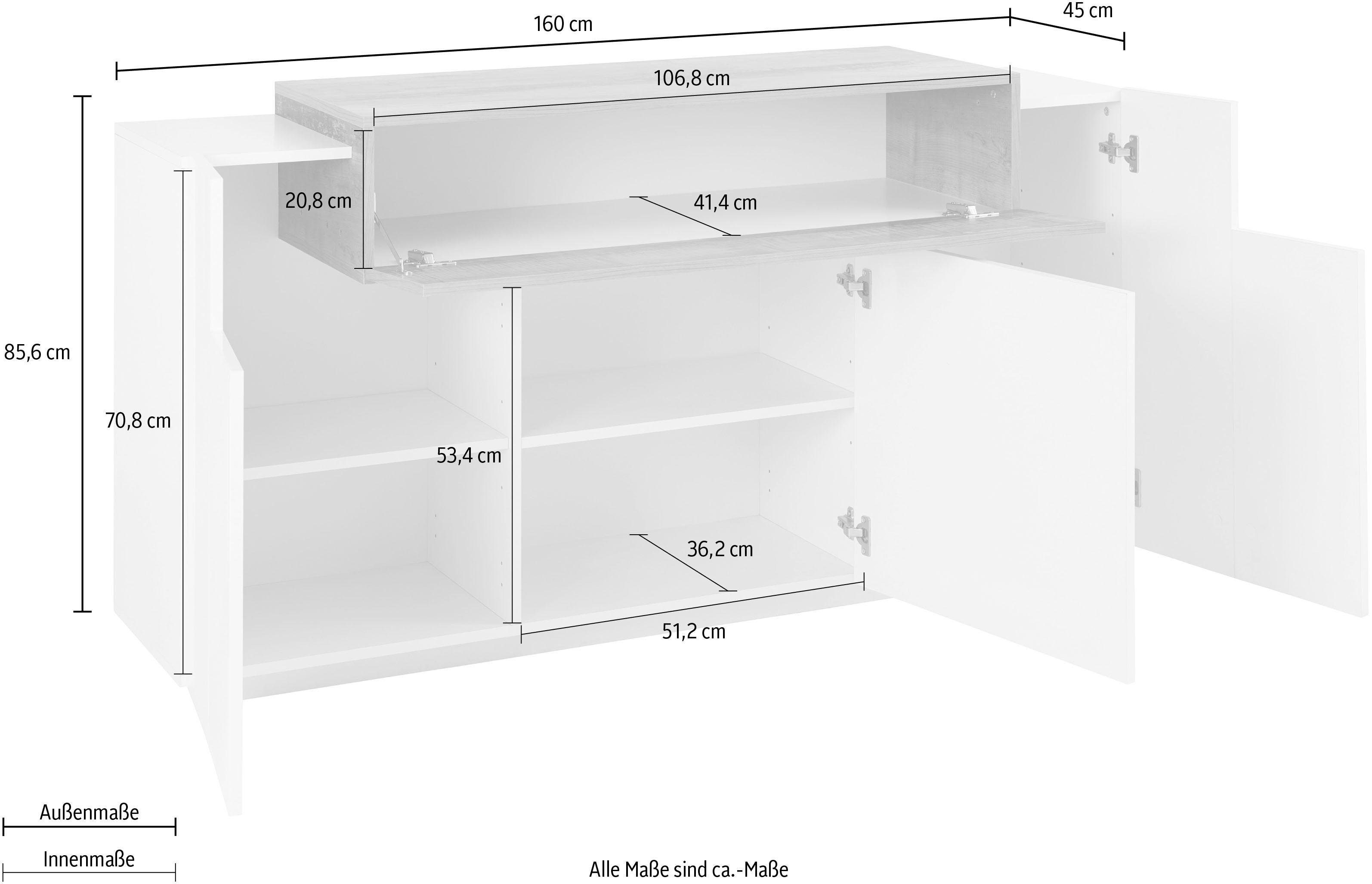 Tecnos Sideboard Coro, Breite ca. 160 cm
