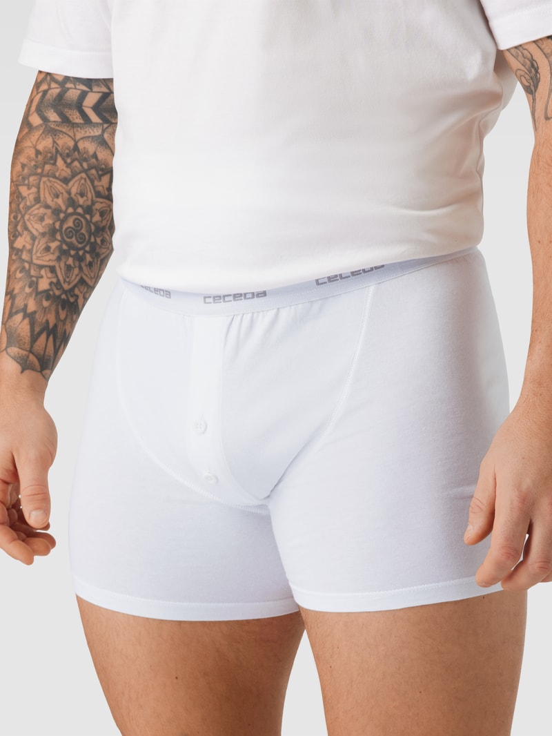 PLUS SIZE Trunks mit elastischem Logo-Bund im 2er-Pack in weiß
