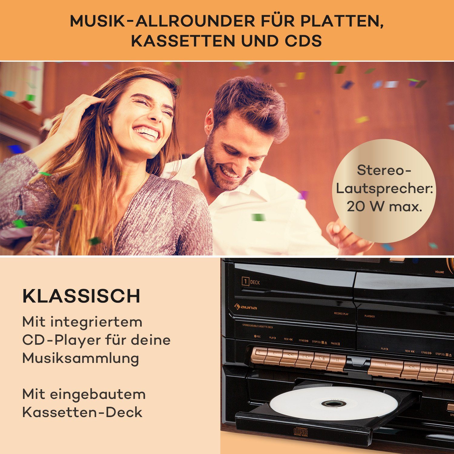 Auna 388-DAB+ Stereoanlage (FM und DAB+ Radiotuner, 10 W)