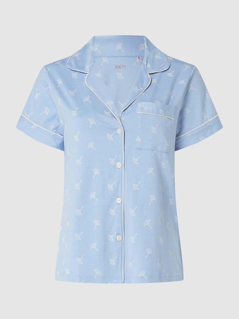 Pyjama-Oberteil mit Logo-Muster in hellblau