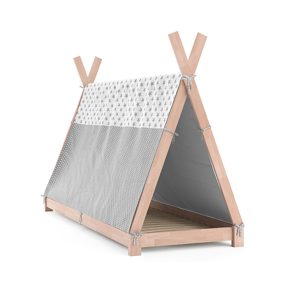 Kinderbett Hausbett Tipi + Überwurf 90x200cm Indianerzelt Indianerbett