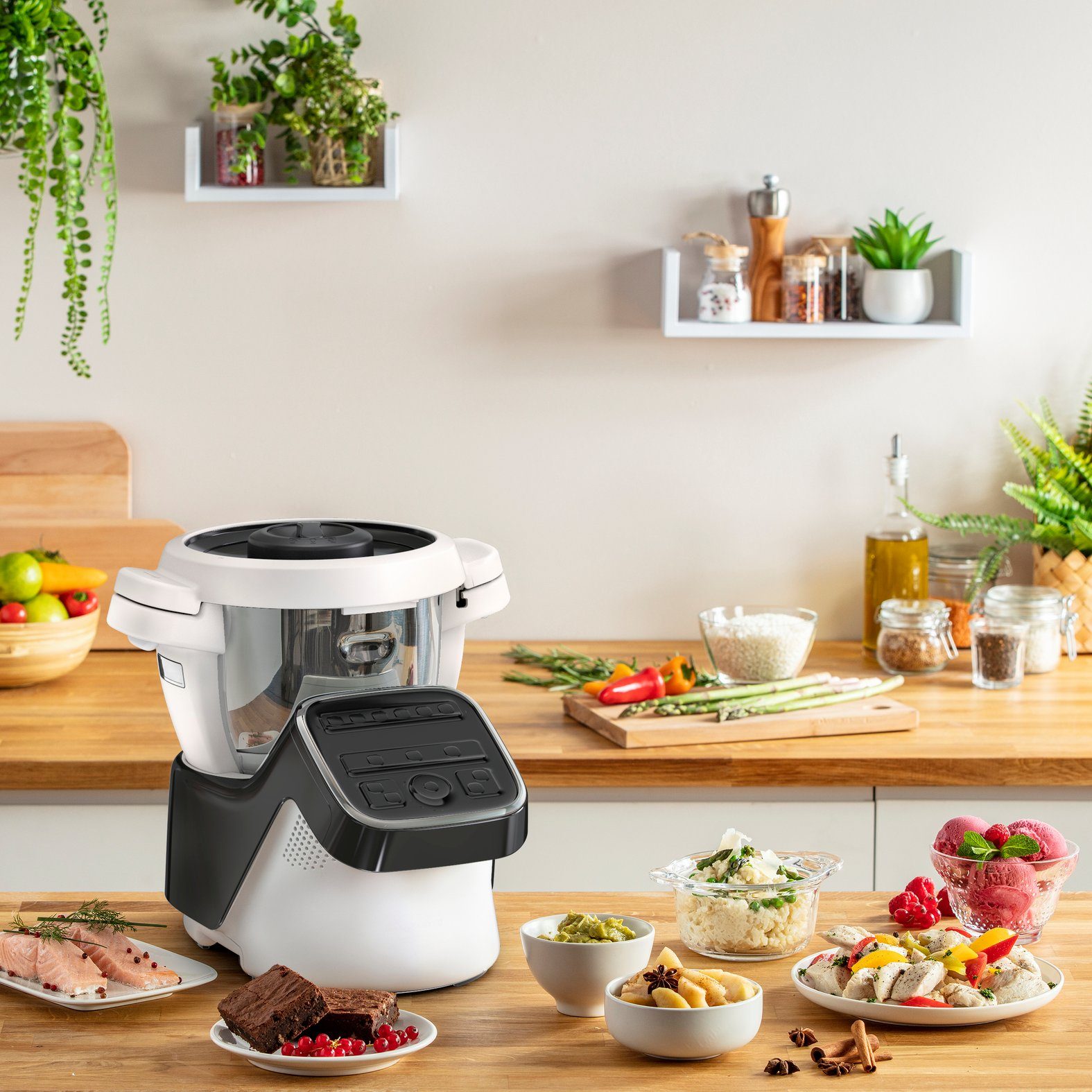 Krups Küchenmaschine mit Kochfunktion HP50A8 Prep&Cook XL, 1550 W, 4,5 l Schüssel, 6 Zubehöre + Schnitzelwerk, 30°C bis zu 150°C, Buch mit 300 Rezepten