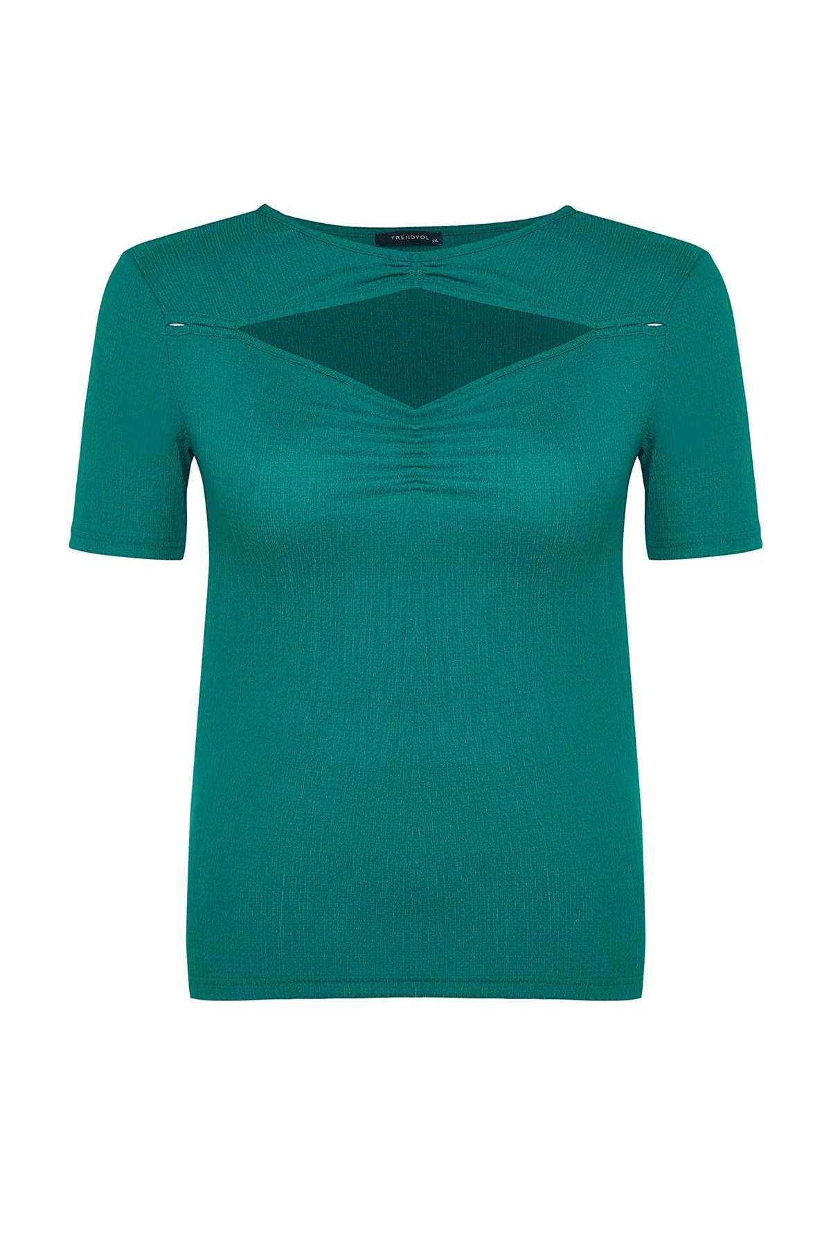 Trendyol Curve  Smaragdgrüne, detaillierte Strickbluse mit Ausschnitten TBSSS22BZ1299