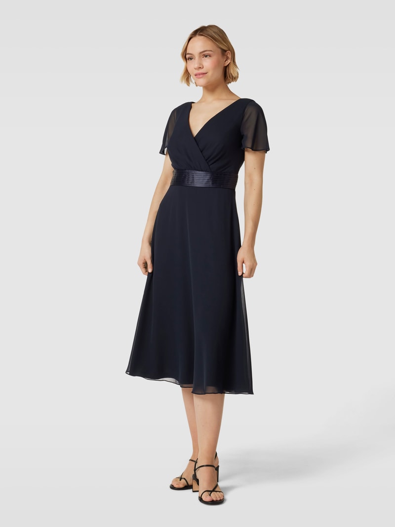 Cocktailkleid in Wickel-Optik in marineblau meliert