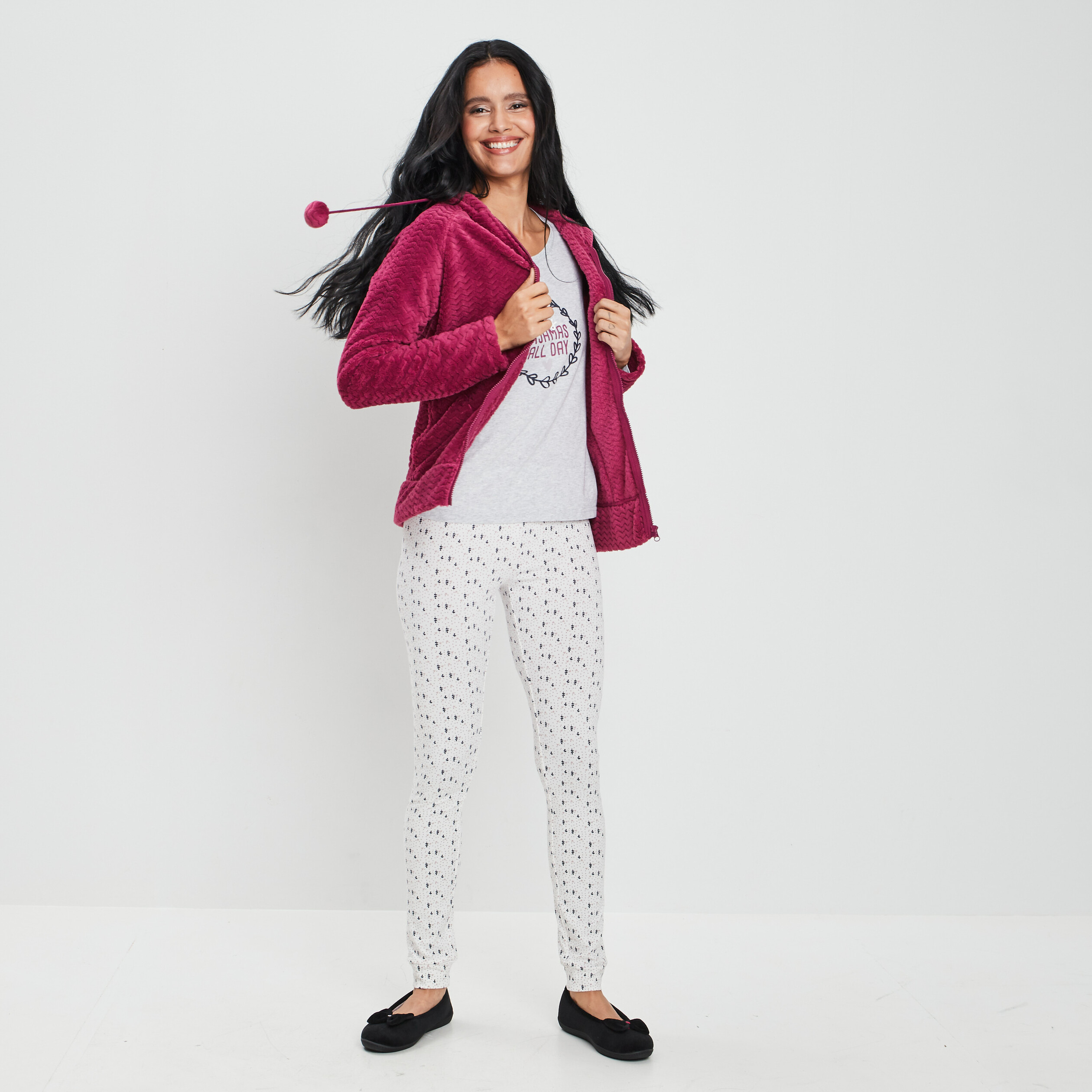 Ensemble pyjama 3 pièces gris clair femme | La Halle