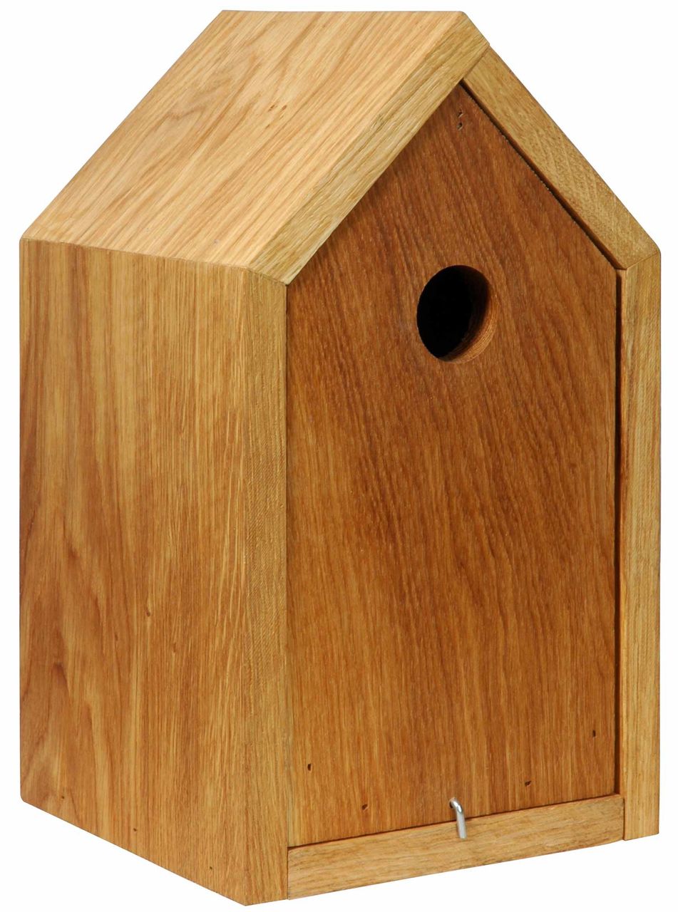 Luxus-Vogelhaus Design-Nistkasten, Eiche geölt, mit Spitzdach