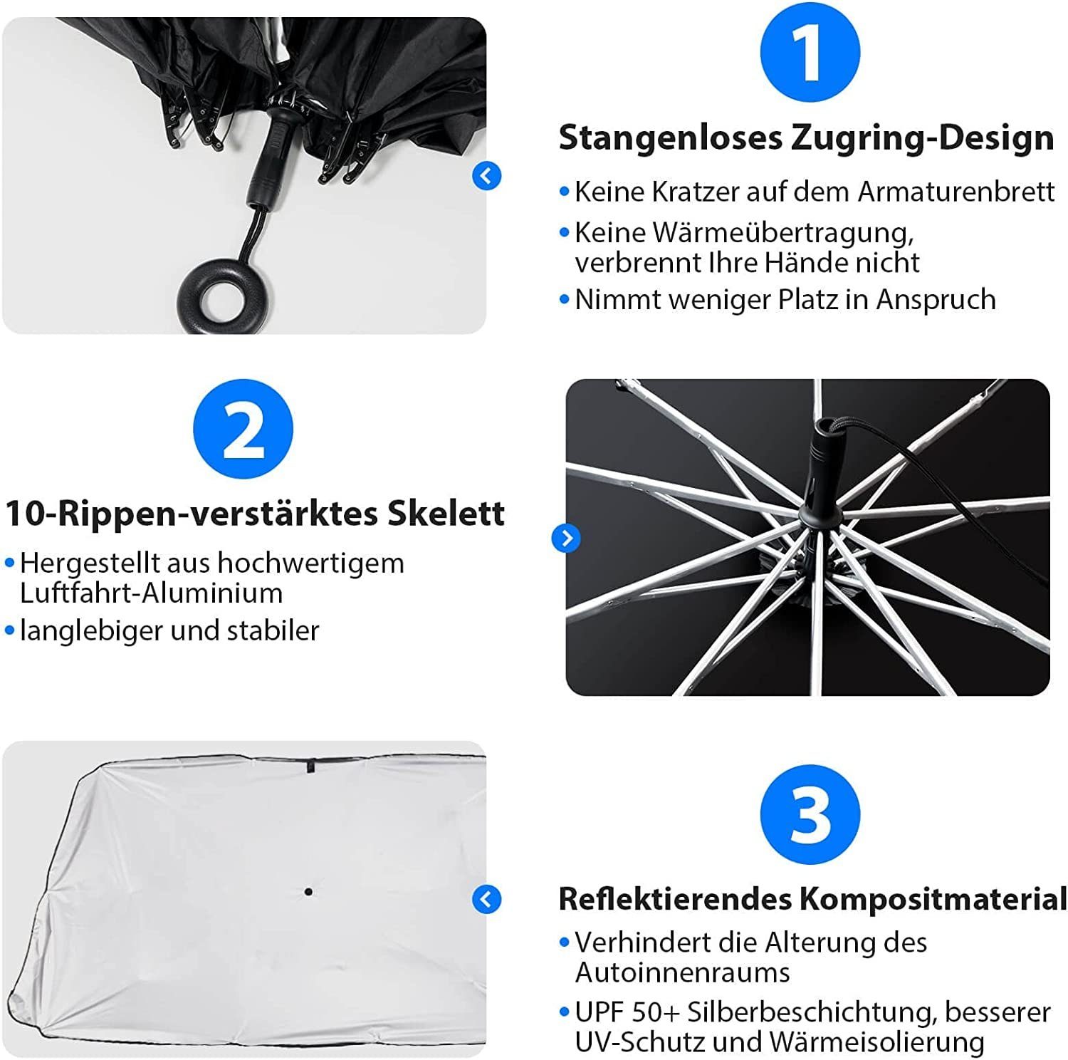 Haiaveng Frontscheibenabdeckung Auto Frontscheiben Sonnenschutz, für meisten Auto & SUV, UV-Schutz Auto Sonnenschirm, Wärmeisolierung, Einfache Lagerung
