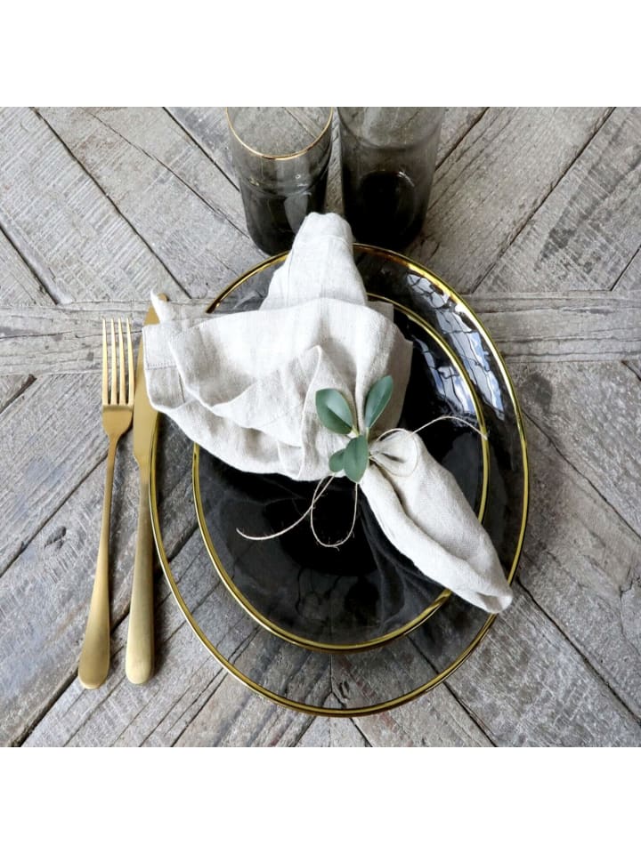 Chic Antique Glasteller mit Goldrand in Grau | Gold günstig kaufen onesize