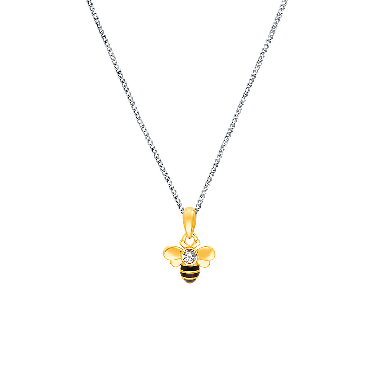 Kette mit Anhänger für Mädchen, 925 Sterling Silber, Zirkonia synth. | Biene Halsketten für Mädchen
