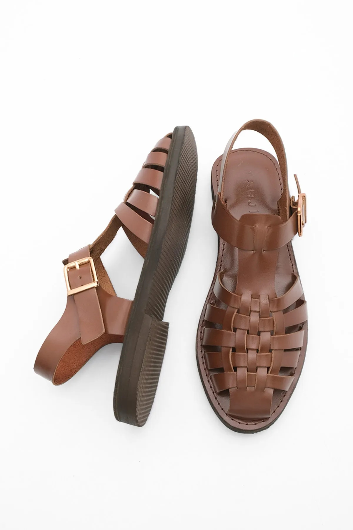 Marjin  Damen Sandalen Kesva Tan aus echtem Leder mit leichter Eva-Sohle