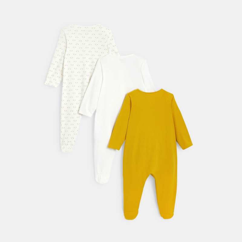 Dors-bien jersey de coton ours (lot de 3) blanc naissance