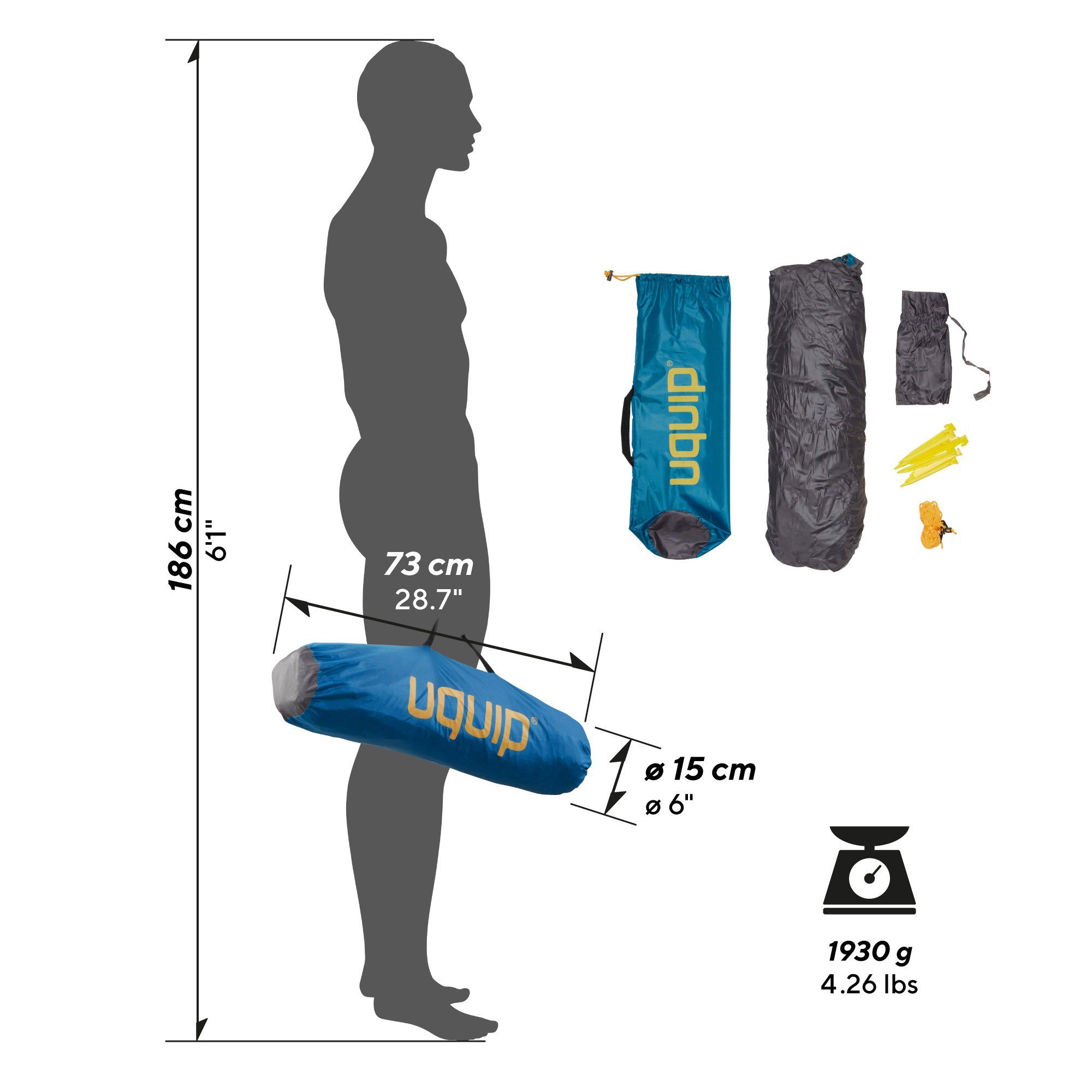 UQUIP Strandmuschel Buzzy Strandzelt XL mit UV Schutz 50+ Sonnenschutz, Windschutz, Blau, Personen: 3, einfaches Aufspannen durch Pop-Up System