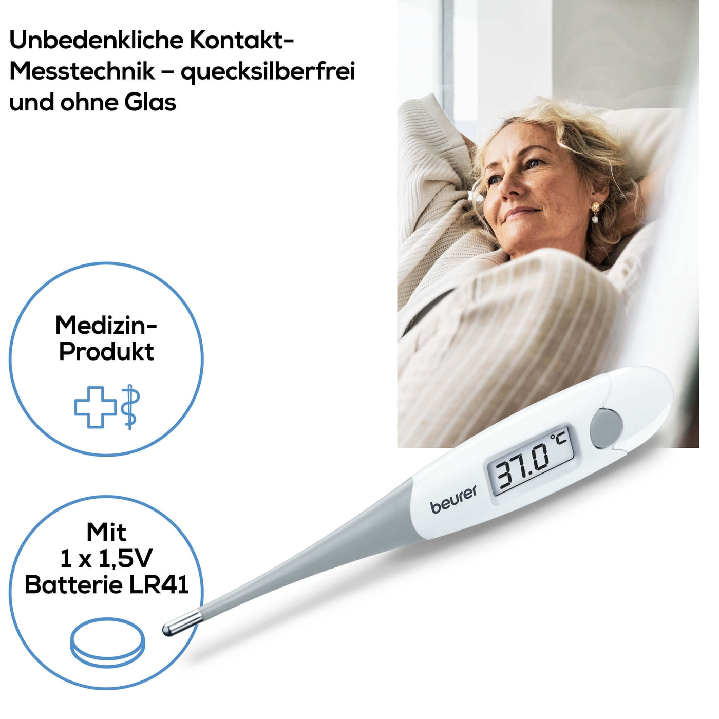 Beurer Express Thermometer FT 15/1-Fieberthermometer mit Kontakt-Messtechnik & kurzer Messzeit