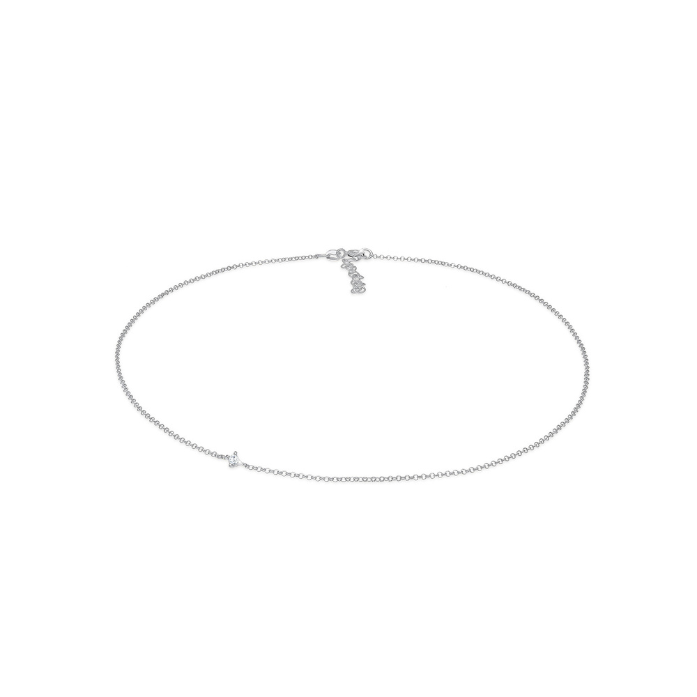 Elli Elli Collier Femmes Choker Solitaire avec Cristal de Zirconium en Argent Sterling collier