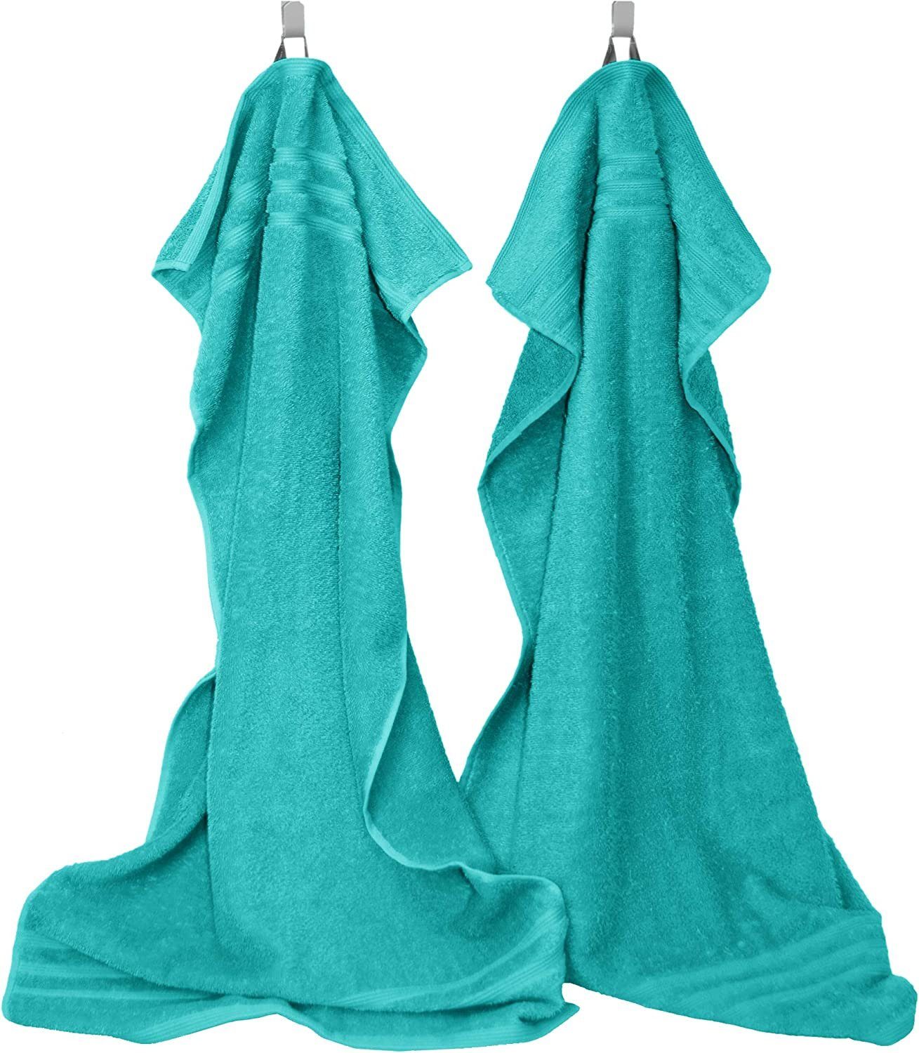 Lashuma Handtuch Set London, Frottee, (2-tlg), Grüne Baumwollhandtücher kuschelig 50x100 cm