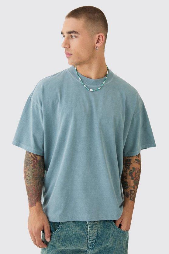 Kastiges Oversize T-Shirt mit Flammen-Print