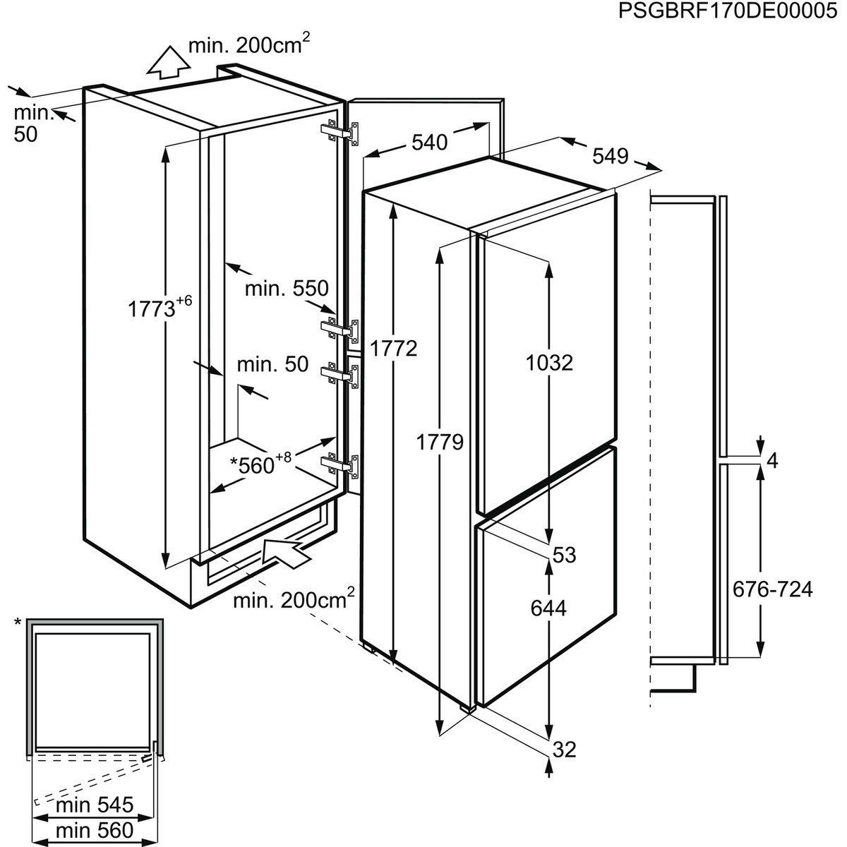 AEG Einbaukühlgefrierkombination SCE618F3LS, 177,2 cm hoch, 54,8 cm breit