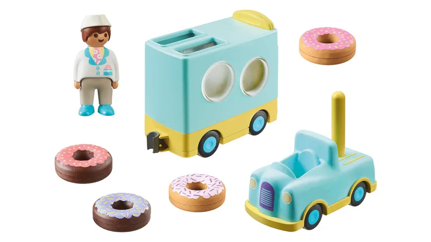 PLAYMOBIL 71325 1.2.3 Verrückter Donut Truck mit Stapel- und Sortierfunktion