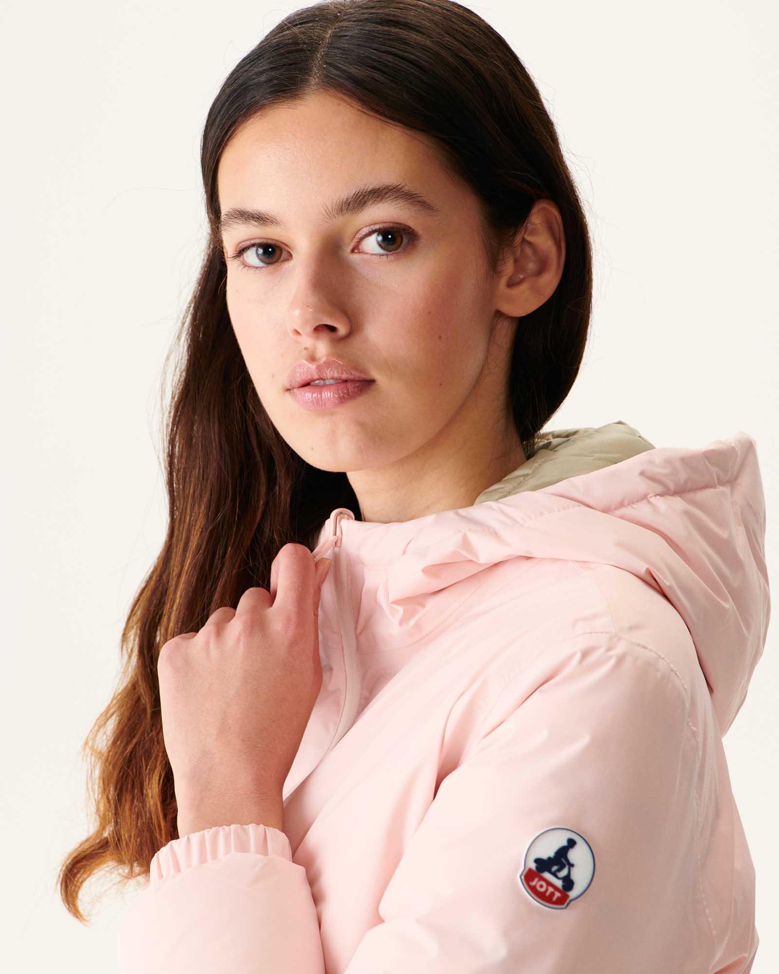 Doudoune réversible à capuche Rose clair/Beige Vienne