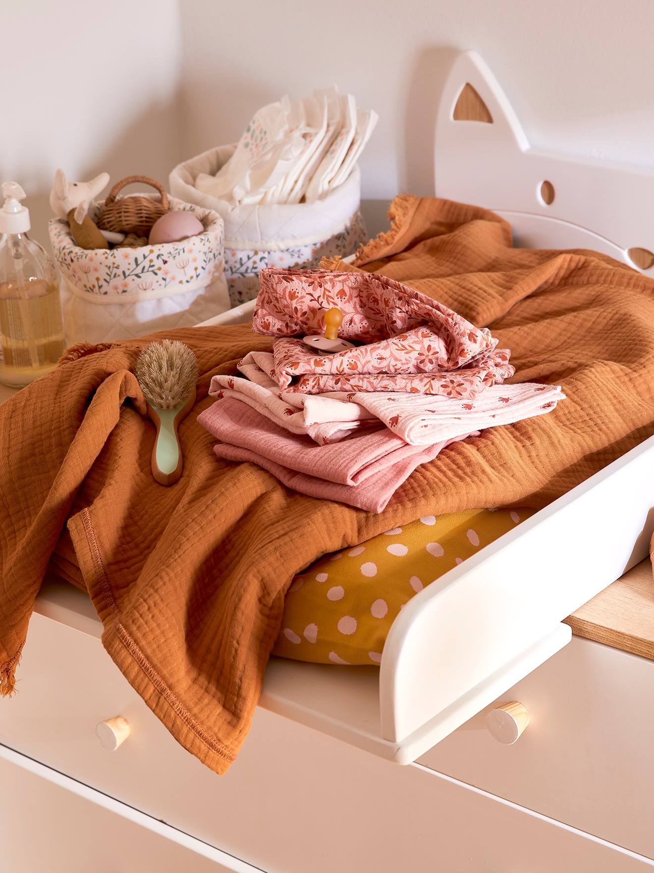 Lot de 3 langes en gaze de coton HAPPY BOHÈME rose