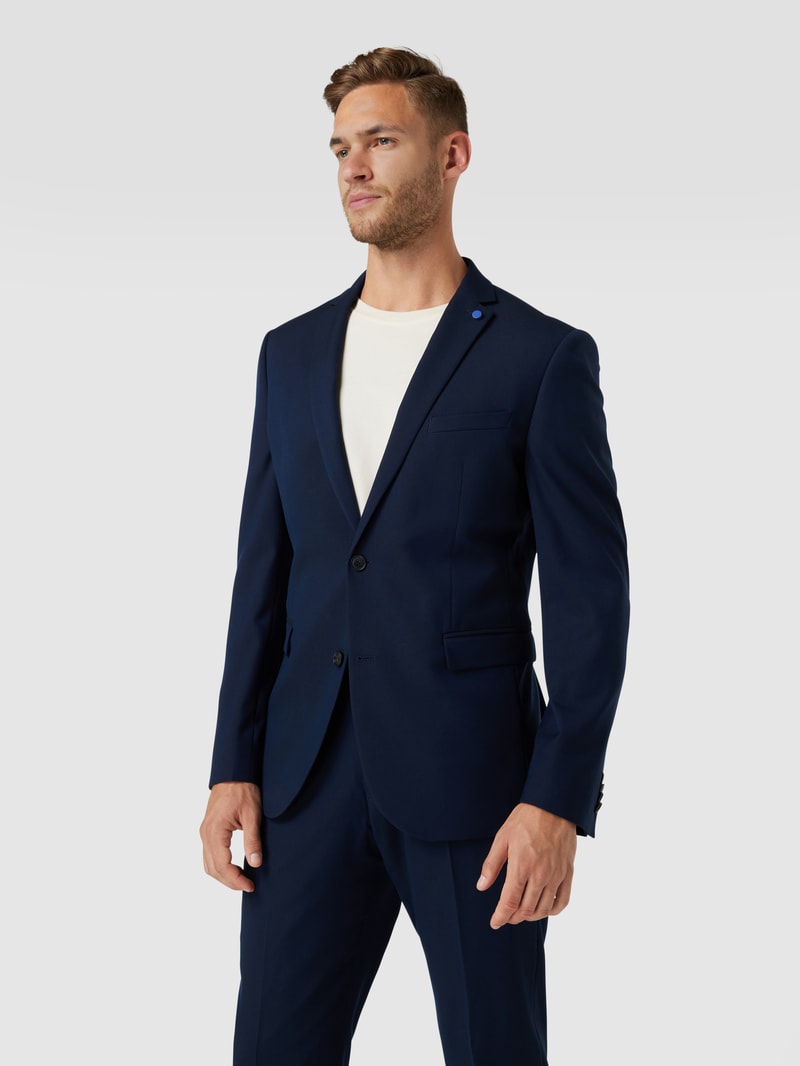 Slim Fit 2-Knopf-Sakko mit Webstruktur in marineblau