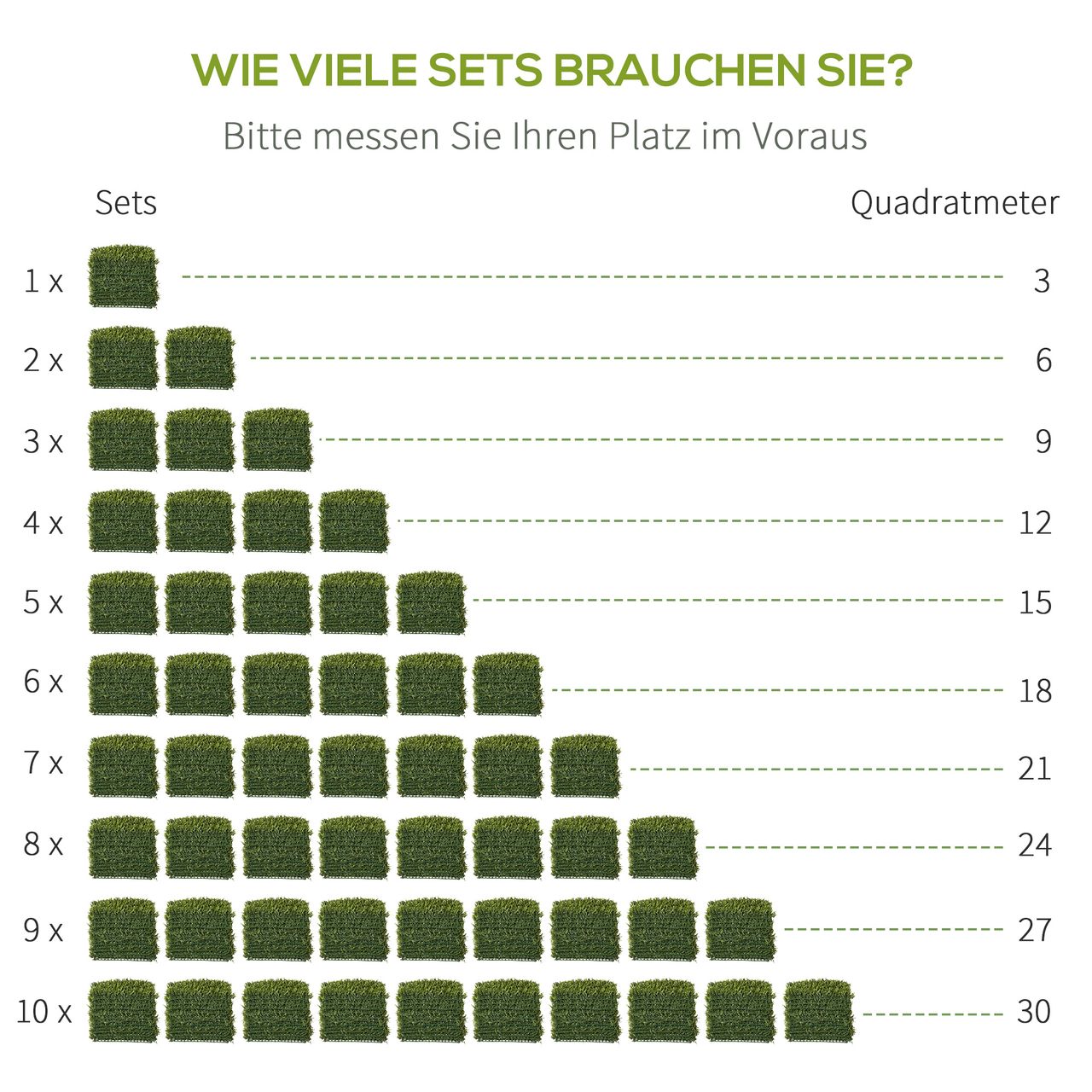 Outsunny 12 Stück künstliches Pflanzenwand Hecke 50x50 cm