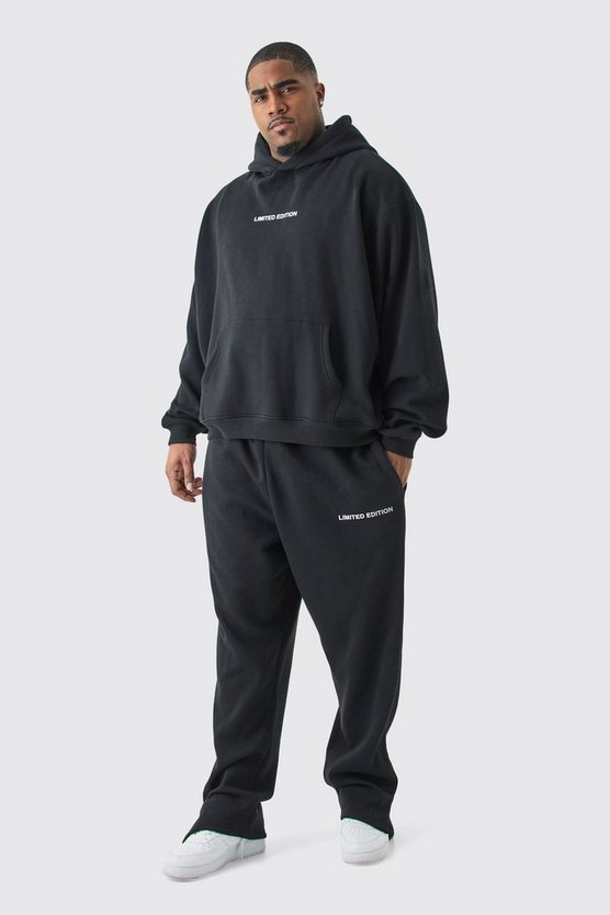Plus kastiger Oversize Trainingsanzug mit geteiltem Saum