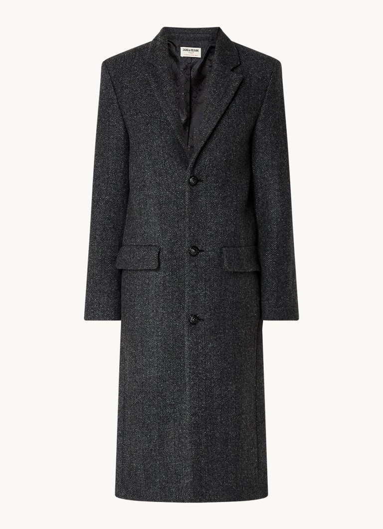 Zadig&Voltaire Mio Chevron mētelis no vilnas maisījuma ar atlokāmām kabatām