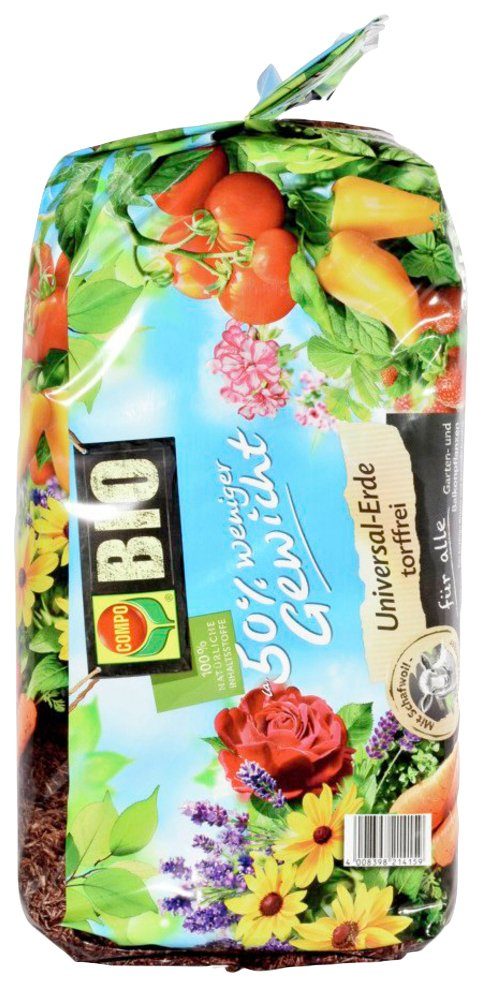 Compo Bio-Erde COMPO BIO, Universal torffrei, ca. 50% weniger Gewicht, mit Schafwolle, 30 Liter