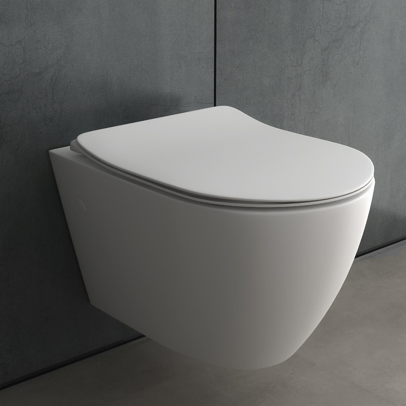 Alpenberger Tiefspül-WC Spülrandloses Hänge WC mit Nano - Geberit Passend, Wandhängend, Abgang Waagerecht, Toilette 2-tlg., Keramik Wand WC mit WC Deckel mit Absenkautomatik