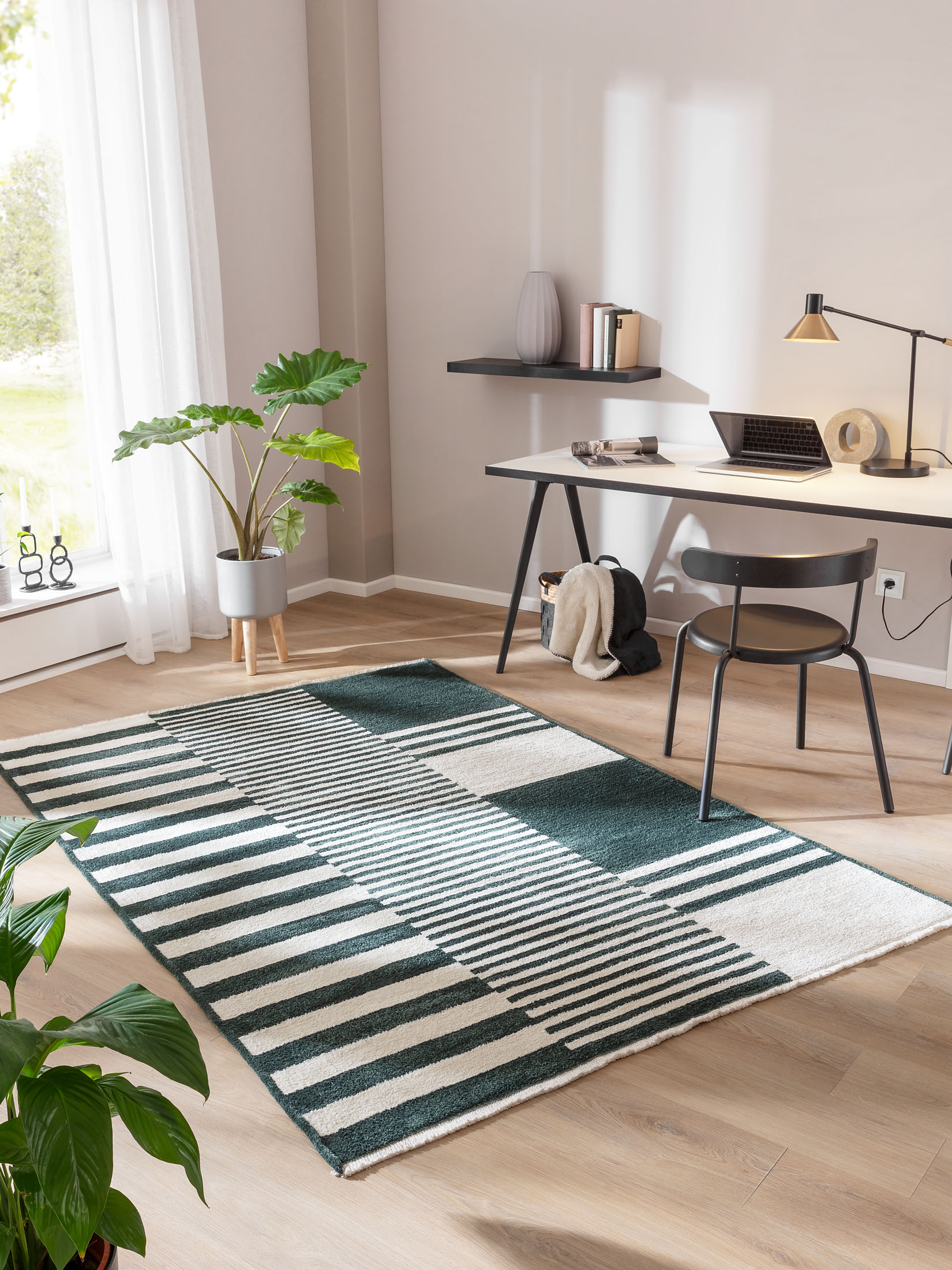 Raya Moderner Teppich, Meeresgrün