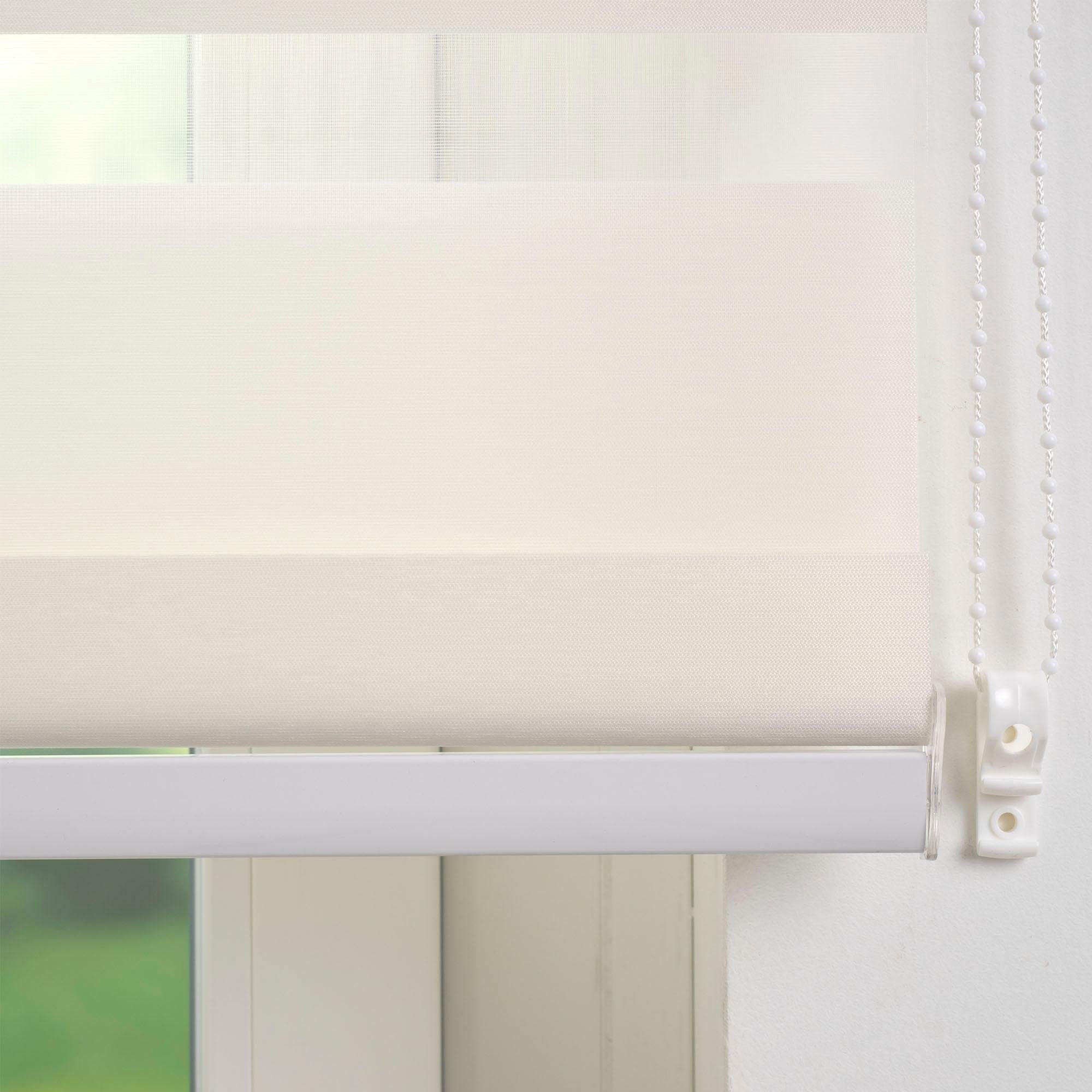 Doppelrollo DUO-Rollo mit 20 cm Streifen, Liedeco, Lichtschutz, mit Bohren, verschraubt, im Fixmaß