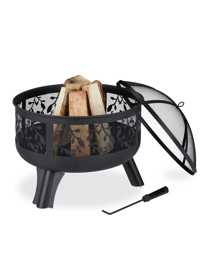relaxdays Feuerschale in Schwarz - (H)60 x Ø 60 cm günstig kaufen onesize