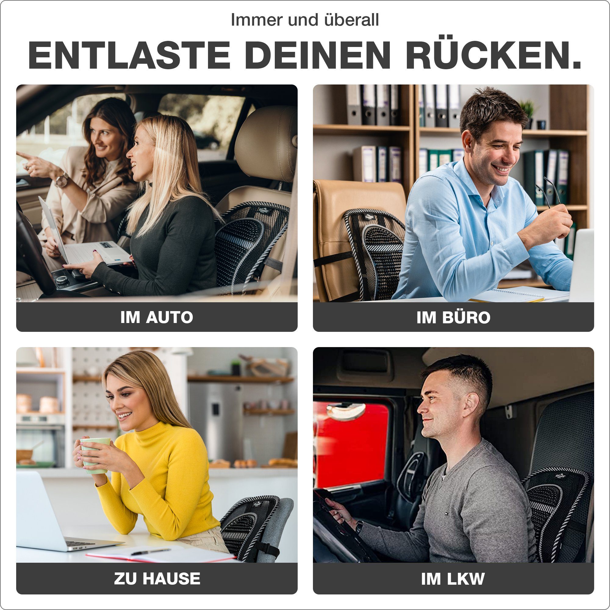 Donnerberg Stuhlkissen RS-381, Lordosenstütze Lendenkissen Rückenstütze für Auto Stuhl Büro